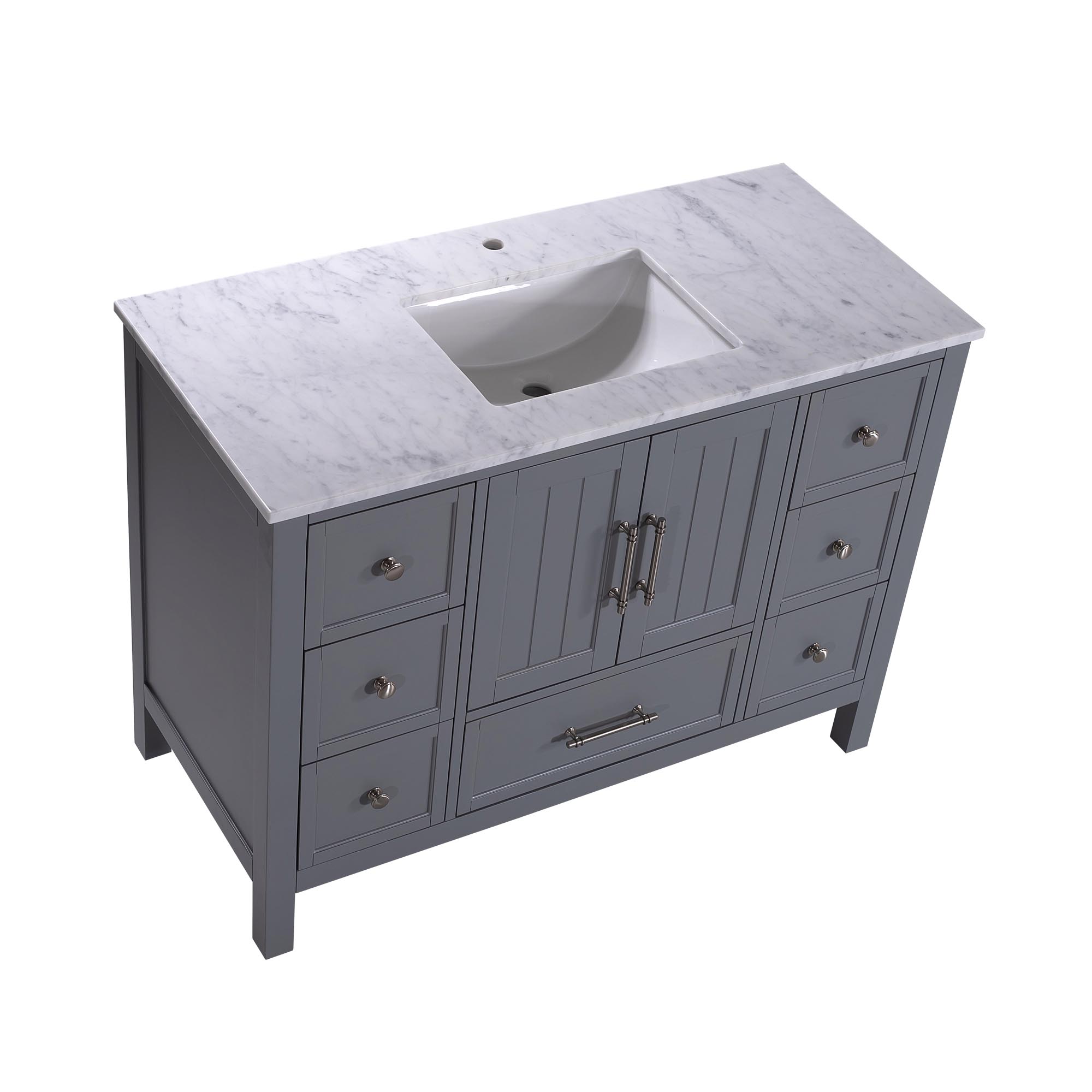 N1073 48inch Bathroom Vanity Carrara White Marble Top Single Sink